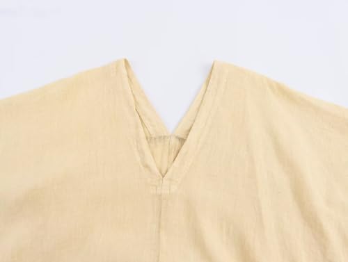 Archicolor Vestido longo estilo preguiçoso marroquino solto minimalista moda feminina retrô linho te