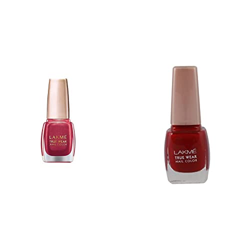 Image of Lakme True Wear Nail Color, Shade 506, 9 ml and Lakme True Wear Nail Color, Reds and Maroons D417, 9 ml