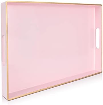 Gifturbo Pink Serving Trays,Decorative Serving Tray with Handles,...