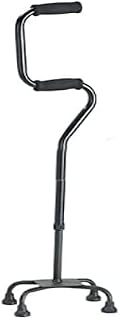 Dr.Safe Quad Cane, Bending Lightweight Walking Stick, Cane, Aluminum Two Handle Quad Cane, for Easy Rise, Adjustable Height, Works for Right or Left Handed Men or Women (Black), Large