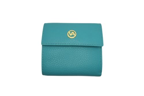 Made in Italy Purse Vera Pelle womens wallet 6 cards + ID + Coins Cell Italian Leather (Aqua)2