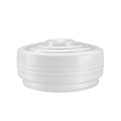Image of Aspen Creative 25014-60-2, White and Clear Glass Drum Shade for Hallways, Closets, Kitchen and Bathroom, Size: 8-1 /2 inch D x 4 inch H, 2 Pack