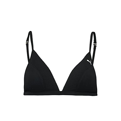 PUMA Damen Ribbed Triangle Bikini Top, Black Combo, L EU
