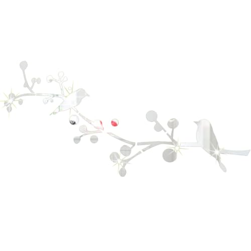 ibasenice Stickers Muraux Oiseaux sur Branche en Acrylique Argenté, Autocollant Miroir Facile à Coller Retirer, Décoration Murale pour Chambre D'garçon et...