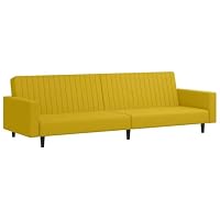 HFXHIJXQ Canapé-Lit 2 Places en Velours Jaune, Convertible avec Dossier Réglable, Banquette Salon Design pour 