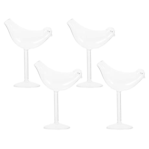 Kichvoe 4Pcs Glass Bird Cocktail Bird en Forme de Verre Gobelet Nouveauté Wine Champagne Gobelet Martini Gobelet Cups for KTV Home Bar Club (Transparent) Cover