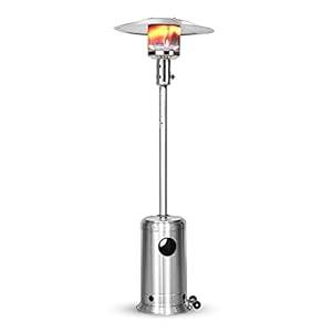 LEGACY HEATING 88 Inch Patio Heater 47000 BTU Standing Heater with Wheels Stainless Steel Burner Gas Propane Patio Heater for Outdoor Garden Use Porch Party Deck