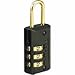 Master Lock Black Combination Padlock, Indoor Gym Locker Lock with Customizable 3-Digit Code for Luggage, Backpacks, Cabinets, 647D