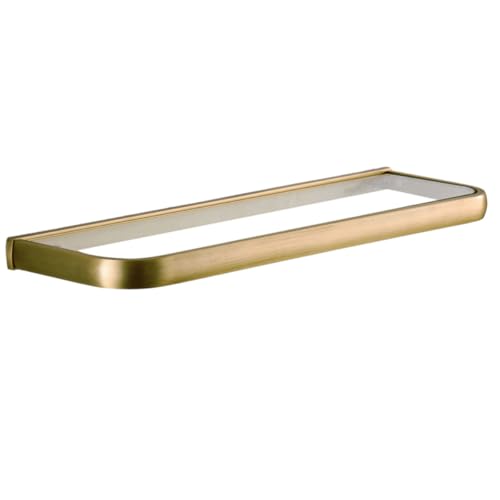 STAHAD Estante Pared para Baño en Bronce Repisa de Vidrio, Diseño Moderno para Colgar y Organizar Accesorios y Productos de Baño