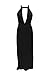 Velius Women Sexy Hollow Out Halter Wrap Sleeveless Plain Pleated Slit Casual Long Maxi Dress (Large, Black01)