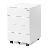 サンワダイレクト デスクワゴン 4段 幅39×奥行45×高さ60cm キャスター付き キャビネット ホワイト 100-SNW032W