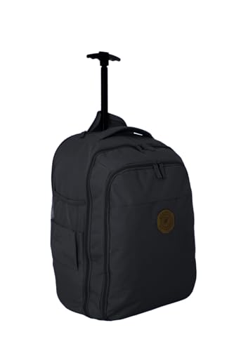 Image of New Cabin Approved Lightweight Cabin Luggage, 50x35x20cm Carry On Suitcase with Wheels. The Perfect Size Cabin Suitcase for Ryanair, Easyjet, British Airways, Jet2 and More, 1 X Black - Design 2, M