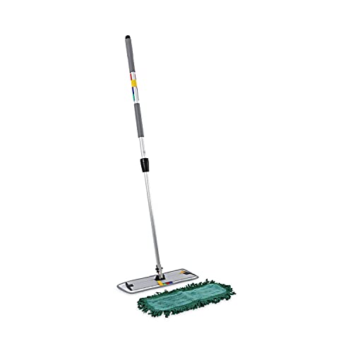 Boardwalk MFKIT Microfiber Mopping Kit, 18" Mop Head, 35-60" Handle, Blue/Green/Gray