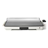 Beautiful Drew Barrymore Electric Griddle, 12x22 Inch XL, 1500W, Nonstick Surface with Removable Heat Control, Drip Tray, Stainless Backsplash, Cool-Touch Handles (White Icing)