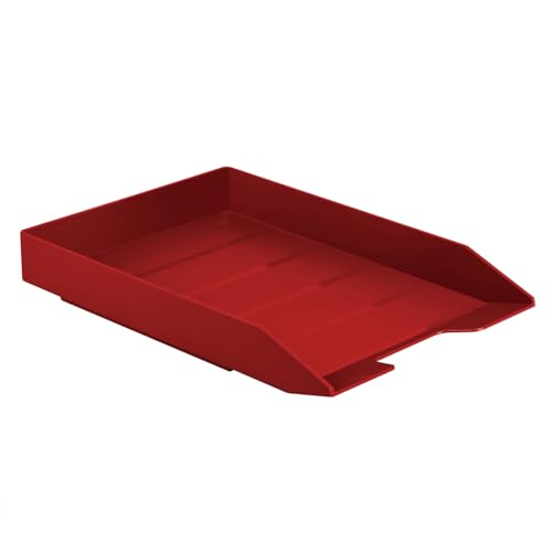 Acrimet możliwość układania w stosy z przodu obciążenie litera taca plastikowy organizer na dokumenty na biurko (jednolity czerwony kolor) (1 sztuka)