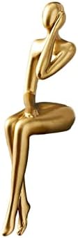 SHENGTIAN Resin Thinker Style Gold Decor Sitting Thinker Statue Abstract Sculpture, Bookshelf Decor Accents Resin Collectible Figurines for Home Office Living Room Table Desktop Decor (BCD)