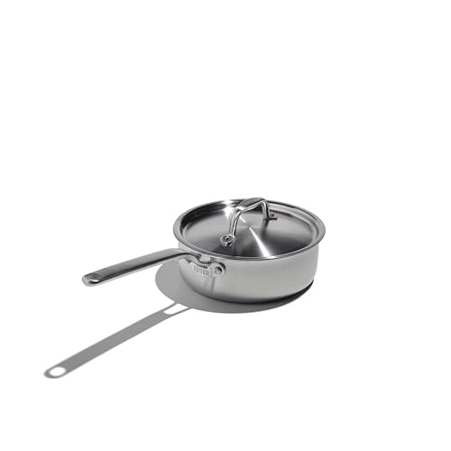 Heritage Steel x Eater 2 Quart Saucepan with Lid | Made in USA | 5-Ply Fully Clad Stainless Steel Pan | Stay Cool Handle Design | Induction Capable & Non-Toxic Cookware