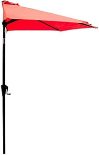 C-Hopetree 2.75m Half Round Market Garden Parasol Wall Umbrella for Outdoor Patio with Crank and Tilt, Red