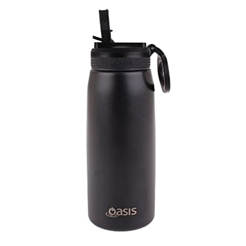 Oasis Stainless Steel Double Wall Insulated Sports Bottle W/Sipper 780Ml - Black