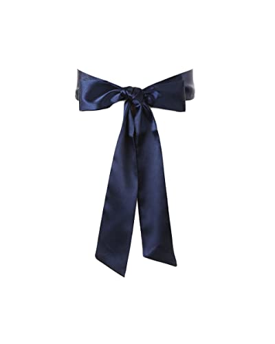 Sash Belt for Dress & Robe - Navy Blue Satin Ties BW10