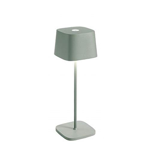 Zafferano-Lampe-Ofelia-Lampe-de-Table-Rechargeable-et-Sans-Fil-avec-Controle-Tactile-Utilisable-egalement-comme-Lampe-dExterieur-Dimmer-2700-3000-K-Hauteur-29-cm-Couleur-Sauge