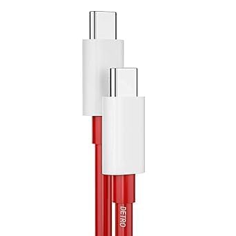 Image of 80W One Plus Dash Warp Charge Cable, 6.5A Type-C to USB C Pd Data Sync Fast Charging Cable Compatible with One Plus 8T / 9 / 9R / 9 Pro / 9Rt / 10R / Nord & for All Type C Device Red, 1 Meter (VIP-127)