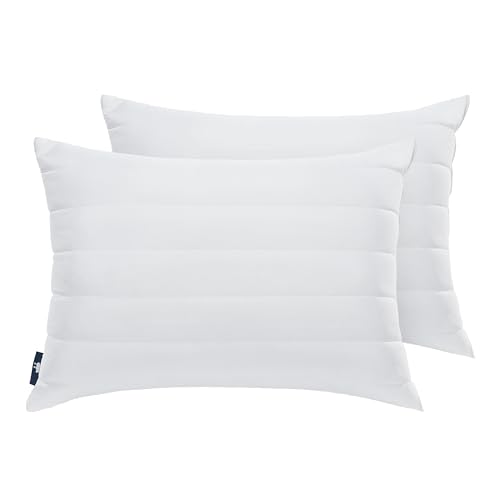 Image of Serta Down Illusion Cooling Quilted Hypoallergenic Medium /Firm Bed Pillows for Side, Stomach or Back Sleepers (2 Pack), Standard /Queen, White