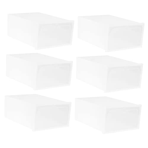 BATHVEVE Caja De Zapatos Apilable Transparente Tamaño Grande, Plástico Grueso, Contenedor para Guardar Zapatos, Puerta Clara, Adecuado para Armarios y Organización del Hogar, Pack De 6 Unidades
