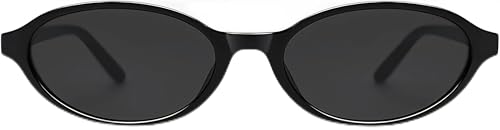 Trendy retro oval cat-eye sunglasses, millennium trend women's sunglasses, UV protection against the sun, lightweight narrow retro fashionable glasses, trendy designer sunglasses (black)