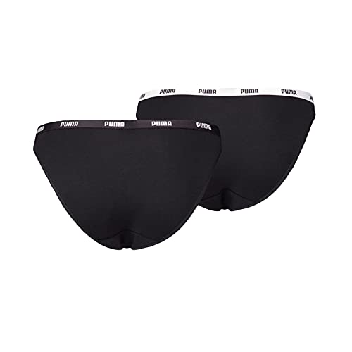 PUMA Damen Puma Iconic Women’s (2 Pack) Bikini Style Underwear, Schwarz, L EU