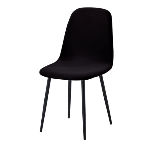 Image of HOKIPO 'SereneSolids' 140 GSM Shell Chair Cover, Mid Century Modern Dining Chair Cover, Pack of 1, Black (AR-6248-BLK)