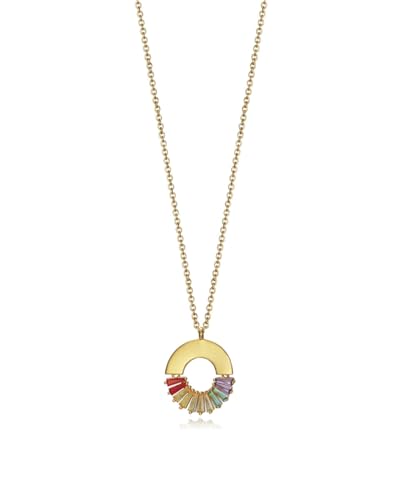 Collar Viceroy Colección Elegant de plata con baño de oro con motivo disco con circonitas de colores engastadas