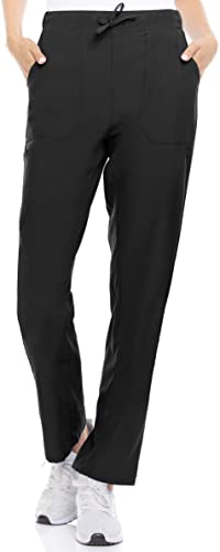 Hey Collection Scrubs 4-Way Stretch Flare Medical Scrub Pants with Four Pockets,Black,Size Large