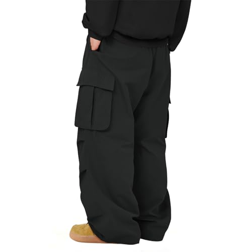 American Trends Men's Baggy Cargo Pants Wide Casual Parachute Pants Jogger Drawstring Hiking Hip Hop Pants with Pocket3