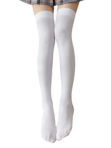 SHENHE Women's Opaque Thigh High Stockings Over The Knee Tube Socks Leg Warmers White One Size