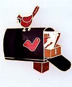 Daralis Cardinal and Mailbox Brooch