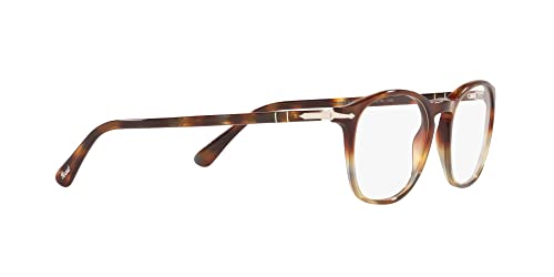 Persol PO3007VM Armações quadradas de óculos de grau grau de tartaruga, marrom manchado, 52 mm, Tart