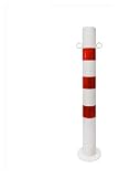 MUIDSEN Verkehrskontrollpoller, Feststehende Parkpoller for die Auffahrt, Nicht abnehmbare Parkplatzbarriere, Sicherheitspoller (75 cm)(750x76mm(Red and White))