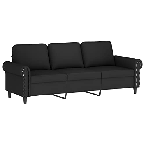 vidaXL Sofagarnitur 3-TLG., Sessel Couch mit Kissen, Sofa Wohnzimmersofa mit Armlehnen, Couchgarnitur Designsofa Sitzmöbel Polstermöbel, Schwarz Samt – Bild 6