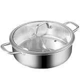 Olla Caliente Stock Pot 304 Acero inoxidable Cocina de Inminucción Especial Shabu-Shabu Clear Sopa Pot Sobred Hot Pot Pots Potes Freying Pan Acero Inoxidable Stockpot, Plata Olla de Acero Inoxidable