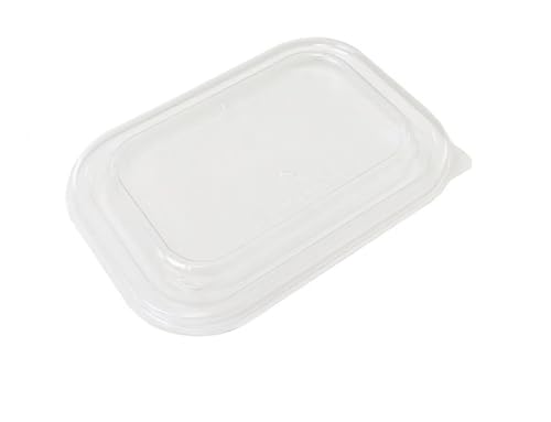 vidoelettronica Insalatiera Biodegradabile Rettangolare 750 ml – 25 Pezzi – Eco Container per Insalate, Picnic, Cibo Asporto (25 coperchi pet)