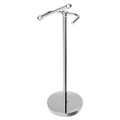 Image of RARXTR Toilet Paper Holder Stand, Post Pivoting Design Free Standing Toilet Paper Holder, SUS304 Stainless Steel Toilet Paper Roll Holder, Heavy Stable Base (Chrome)