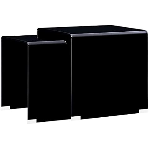 vidaXL Mesa Centro Apilables Vidrio Templado Negro Cover