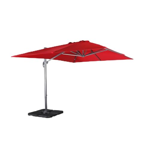 Alice's Garden - Parasol déporté rectangulaire rouge 3x4m + dalles à lester 50x50cm