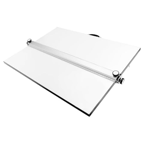 Julymoda A2 Drawing Board Portable Drafting Board 24 x 18 Inches Drafting Table with Parallel Bar,Angle Adjustable Measuring System Angle Parallel Drawing Board Cover