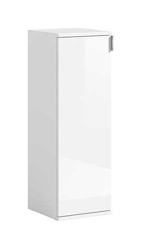 xonox.home - Kommode Projekt X 30x99x34 cm in Front weiß Hochglanz Korpus weiß - Mehrzweckschrank schmaler Beistellschrank - platzsparend, modern und funktional