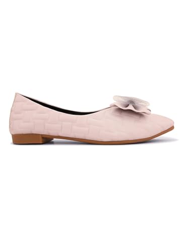 Image of XE Looks Textured Flats with Mesh Bow - Elegant Design, Comfortable Fit, Perfect for Adding a Chic Touch to Outfits for Girls & Womens