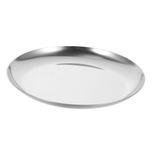 ETHZZLE Round Jewelry Tray and Trinket Dish Small Size Stainless Steel Ring and Earring Storage Tray for Accessories Display and Cosmetic Organizer in Silver for Bedroom and Vanity