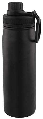 Adidas 600 Ml (20 Oz) Water Bottle, Hot/Cold Double-Walled Insulated 18/8 Stainless Steel, Black/Silver Metallic, One Size #TOP6