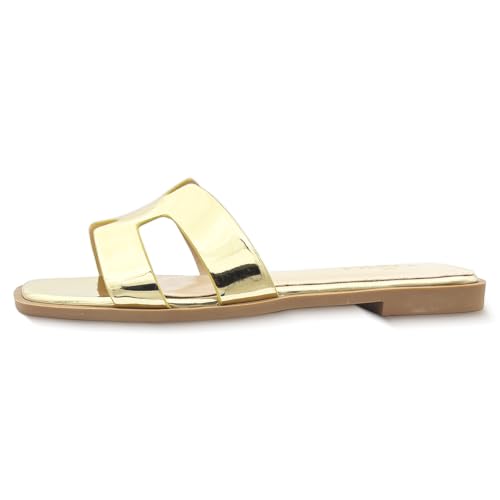 Image of Sandals for Women Dressy Comfortable Flat Open Toe Casual Cute Trendy Shoes Soft Leather Slip On Ladies Slides for Summer 2026